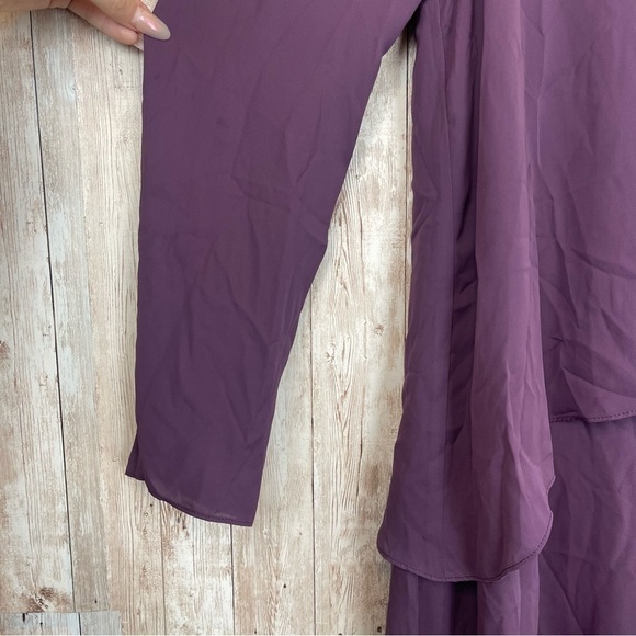 Amanda Uprichard‎ Purple Ruffle V-Neck Dress Size Medium Women - Picture 5 of 12